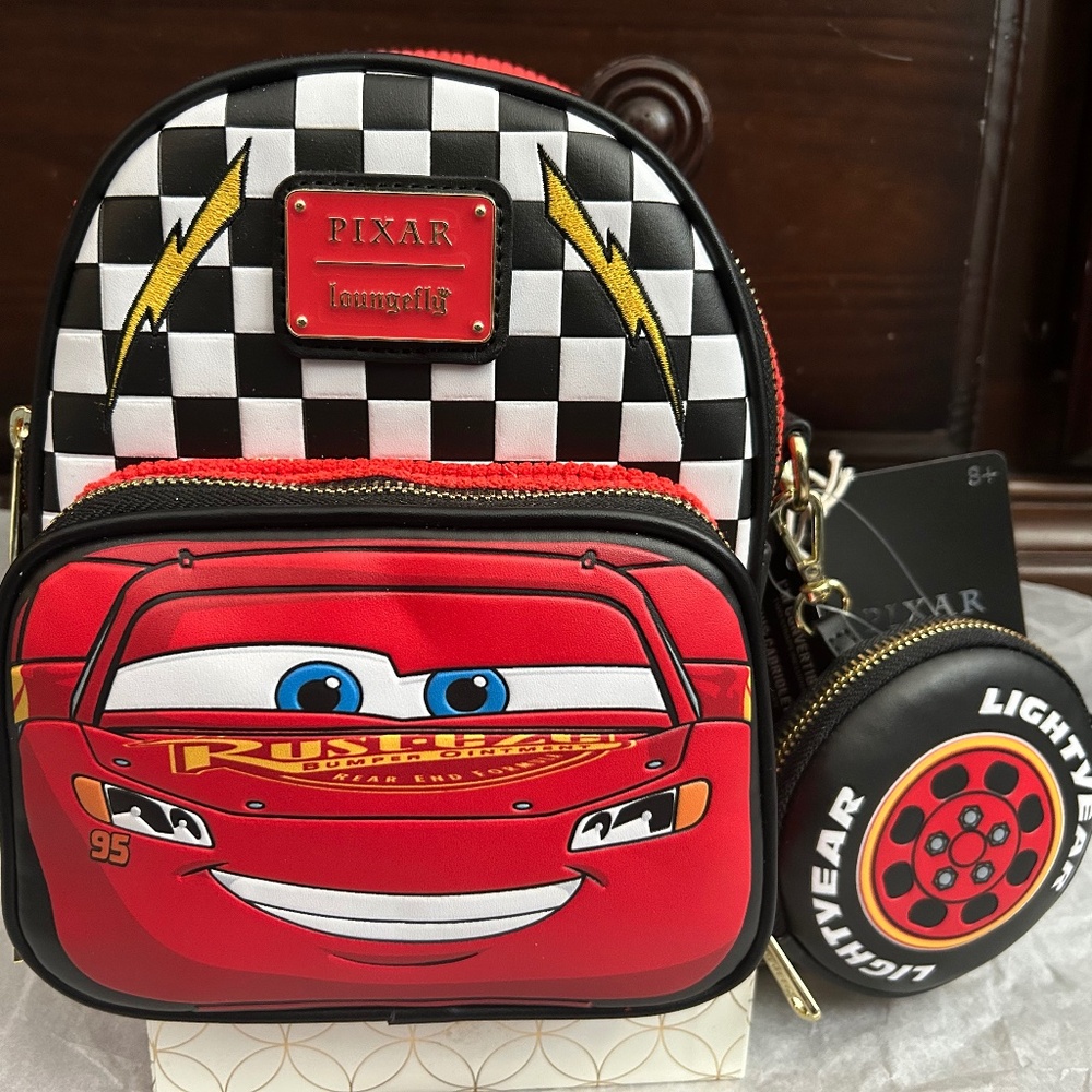 NWT World 1 of 1 Exclusive Lightning McQueen Convertible Loungefly